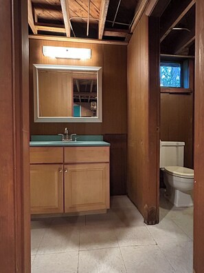 Hair dryer, towels, toilet paper