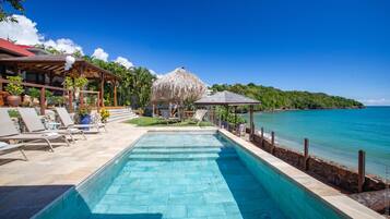 Outdoor pool, pool loungers