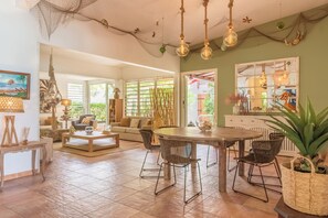 Luxury Villa, Private Pool, Sea View | Living area | 160-inch Smart TV with satellite channels, books, pay movies - La Sirène du Diamant  (Le Diamant)