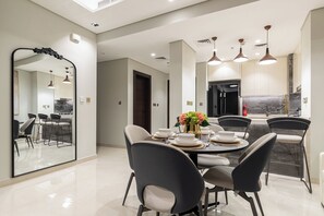 City Apartment, 2 Bedrooms, Partial Sea View | In-room dining - SIMPLY COMFORT Skyline Apts at Nobles Tower with Luxury Burj View (Dubai)