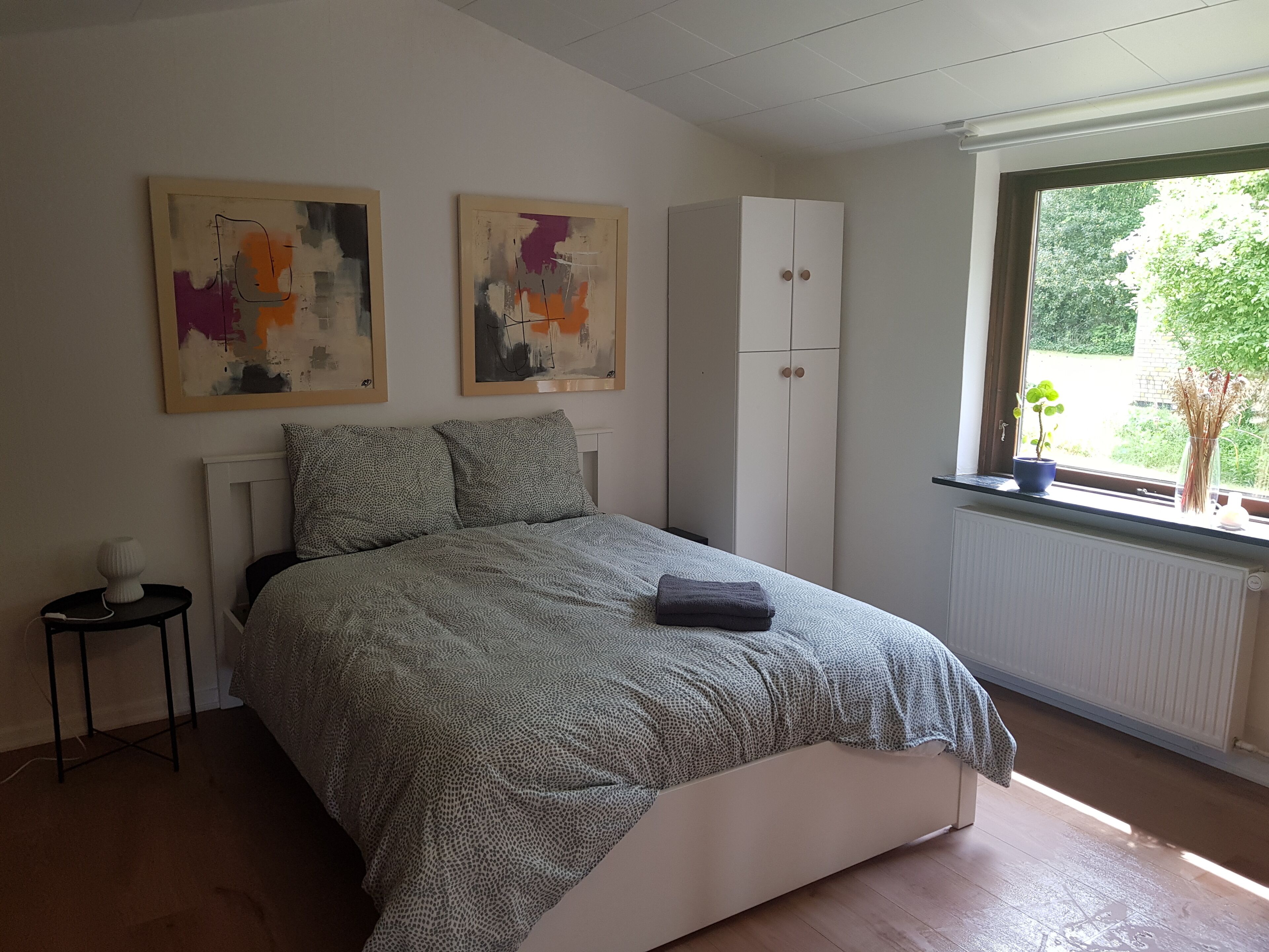 Down comforters, blackout drapes, soundproofing, iron/ironing board