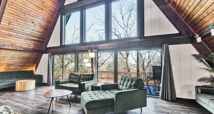 Spacious A-Frame sleeps 25 on 5 wooded acres with a private fishing pond