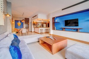 Apartment, 2 Bedrooms, Private Pool, Beachfront | Living area | TV - Aldea Thai Tropical Oasis near the Beach (Playa del Carmen)
