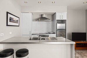 Fridge, microwave, dishwasher, toaster