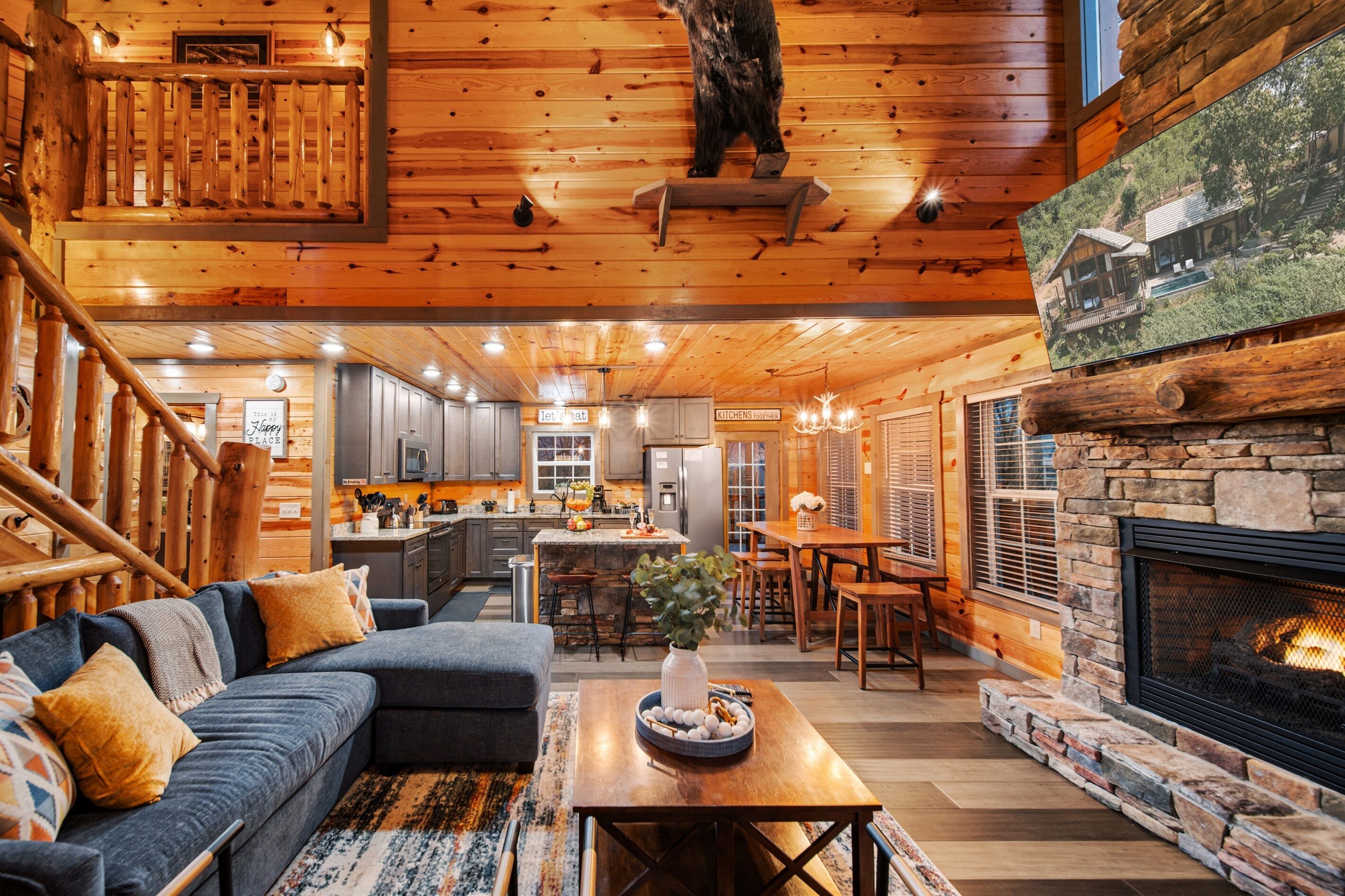 Smart TV, fireplace, video games