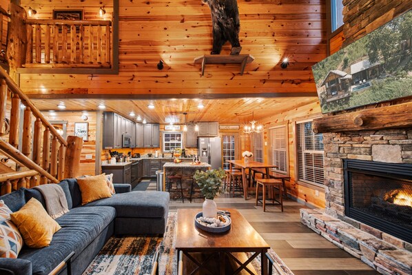 Smart TV, fireplace, video games