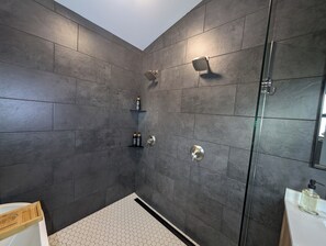 Eco-friendly toiletries, towels, soap, shampoo