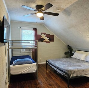 2 bedrooms, in-room safe, iron/ironing board, travel cot