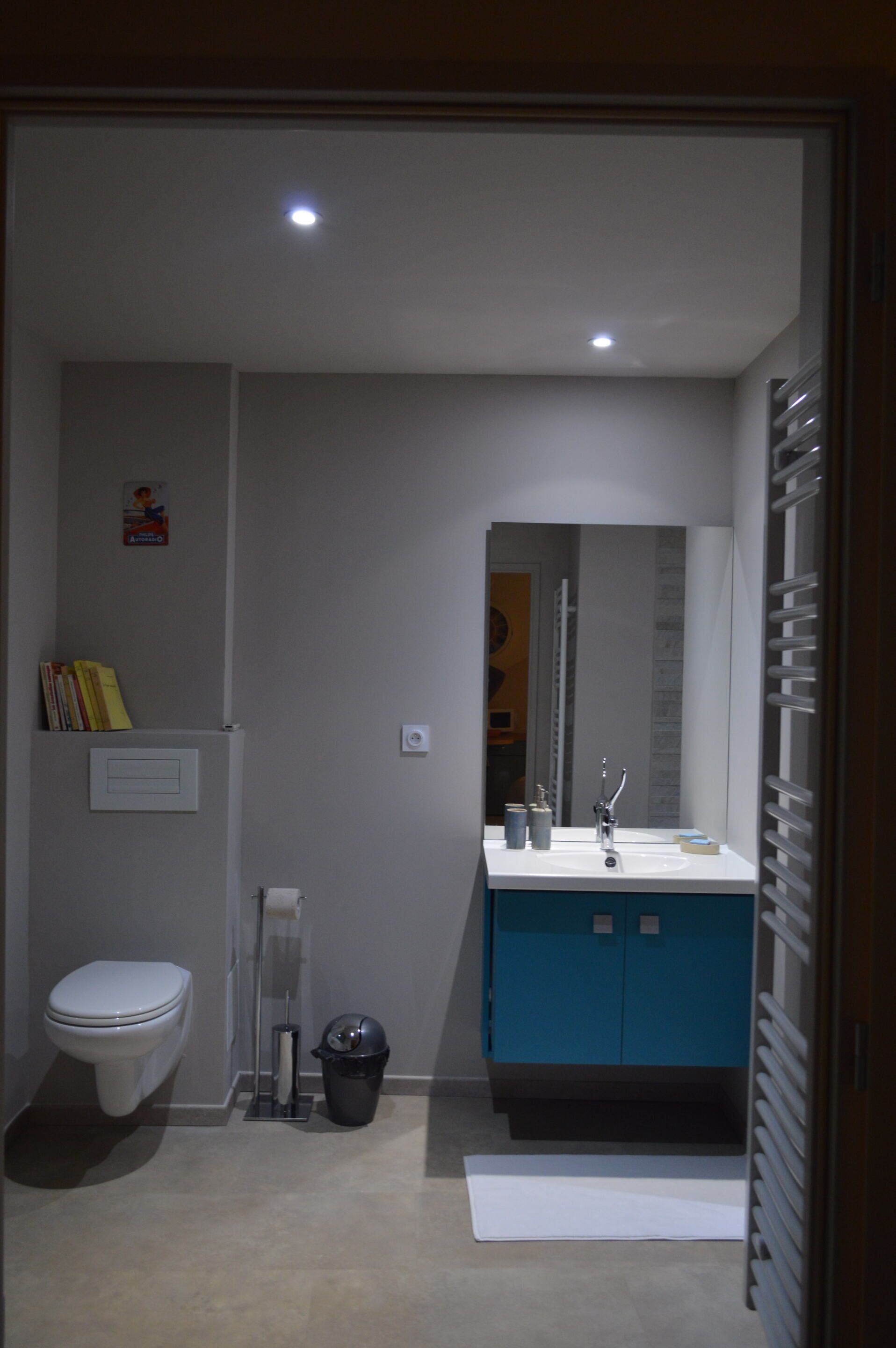 A bathroom with a toilet, sink, and cabinet.