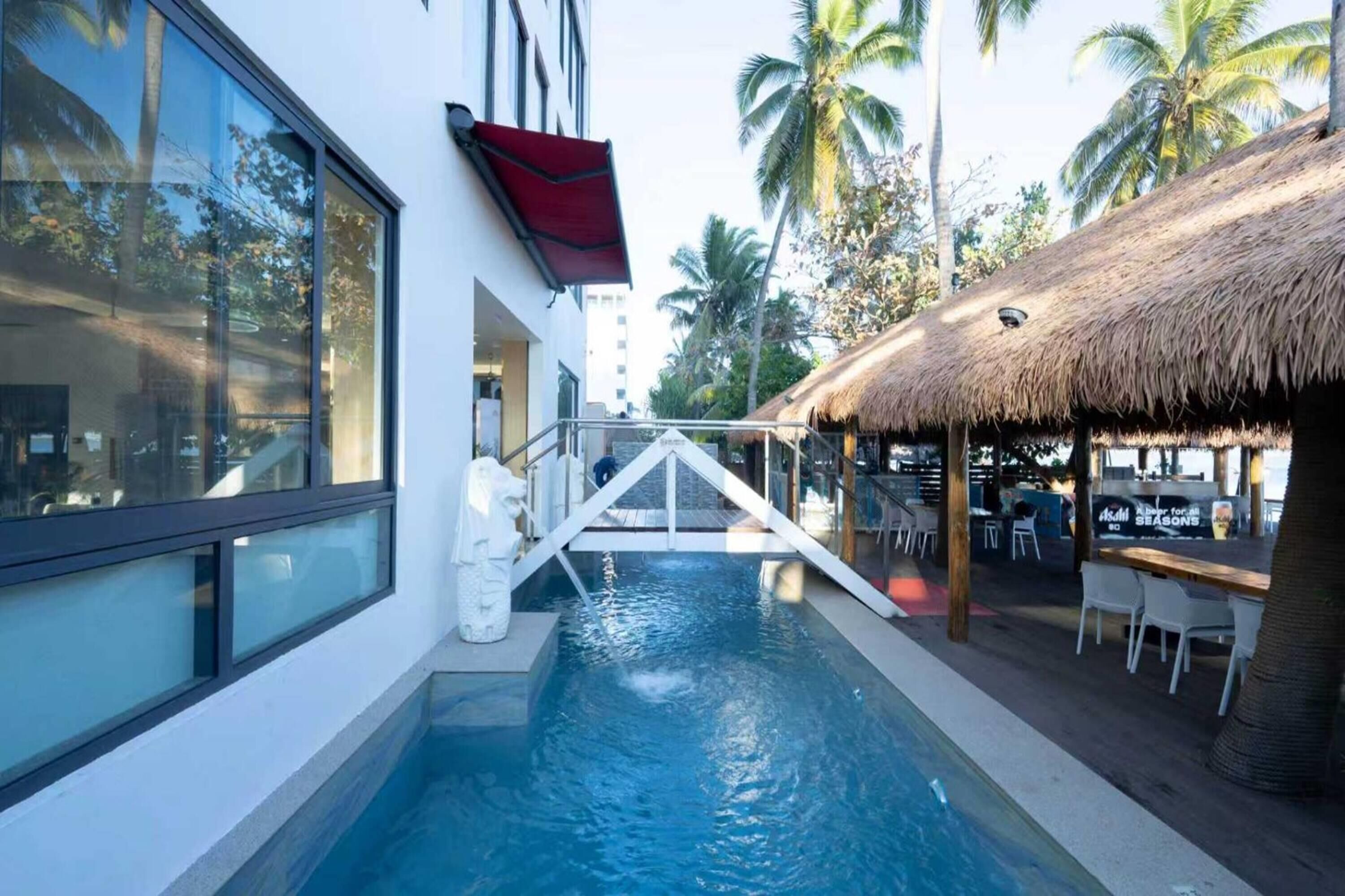 Outdoor pool, open 9:00 AM to 9:00 PM, sun loungers