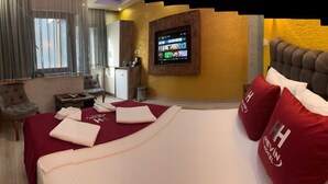 Premium bedding, minibar, laptop workspace, soundproofing