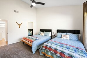 2 bedrooms, desk, iron/ironing board, travel cot