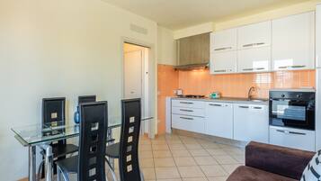 Fridge, oven, dishwasher, coffee/tea maker