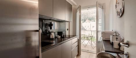 Fridge, microwave, stovetop, dishwasher