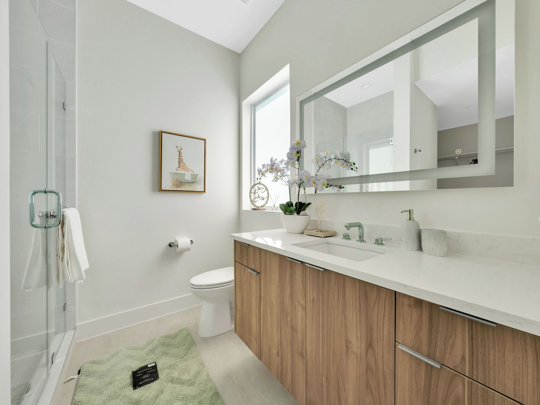 Shower, eco-friendly toiletries, hair dryer, towels