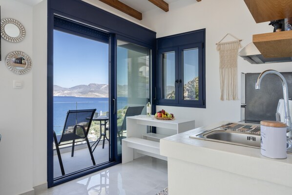 Fridge, oven, stovetop, coffee/tea maker