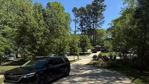 A black SUV parked on a residential driveway with a clear blue sky above. - Curated & Caffeinated! Gem near Duke & Downtown • Espresso bar, Eco+, Fire Pit (Durham)