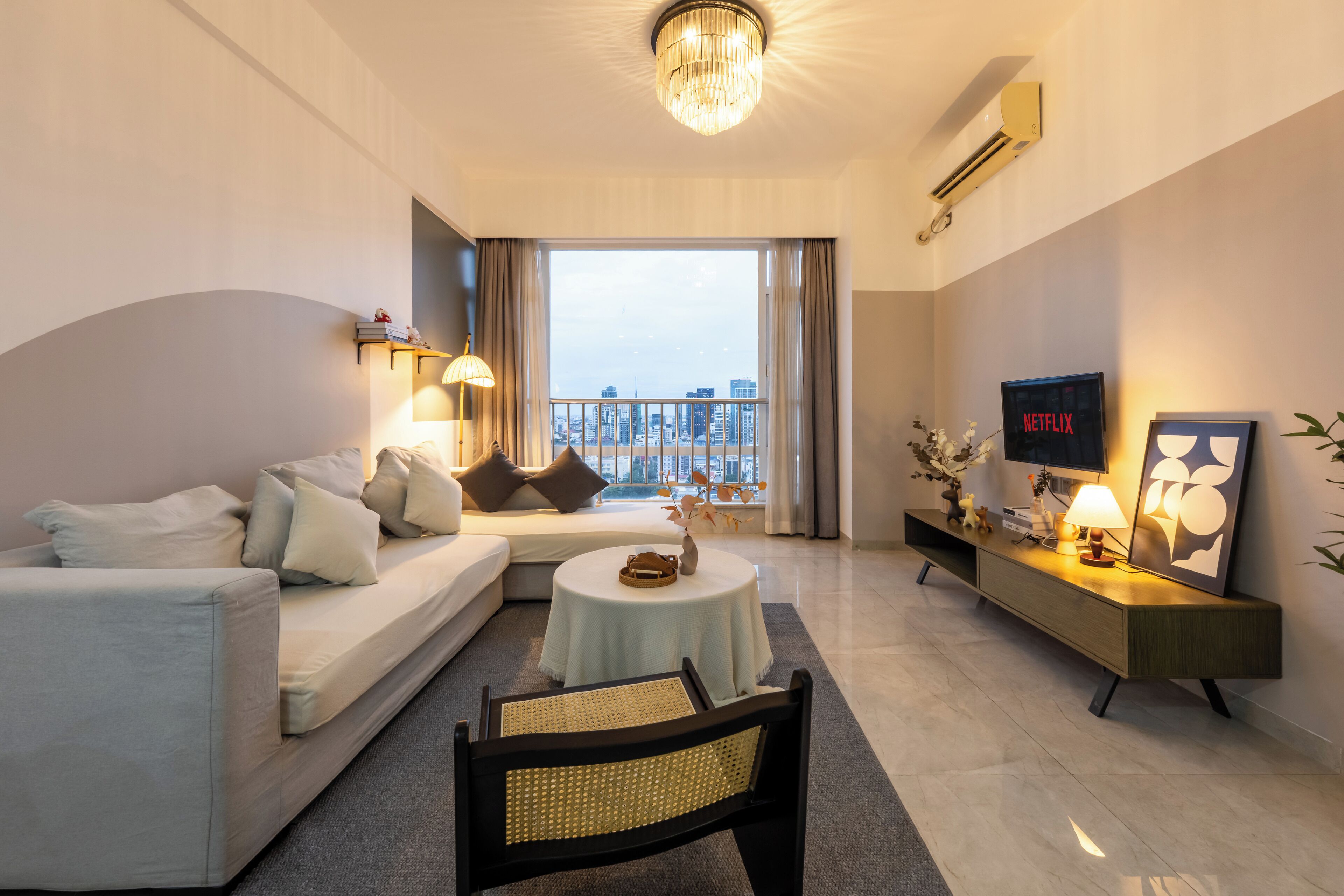 Design Apartment, 2 Bedrooms, City View | Living area | 43-inch Smart TV with digital channels