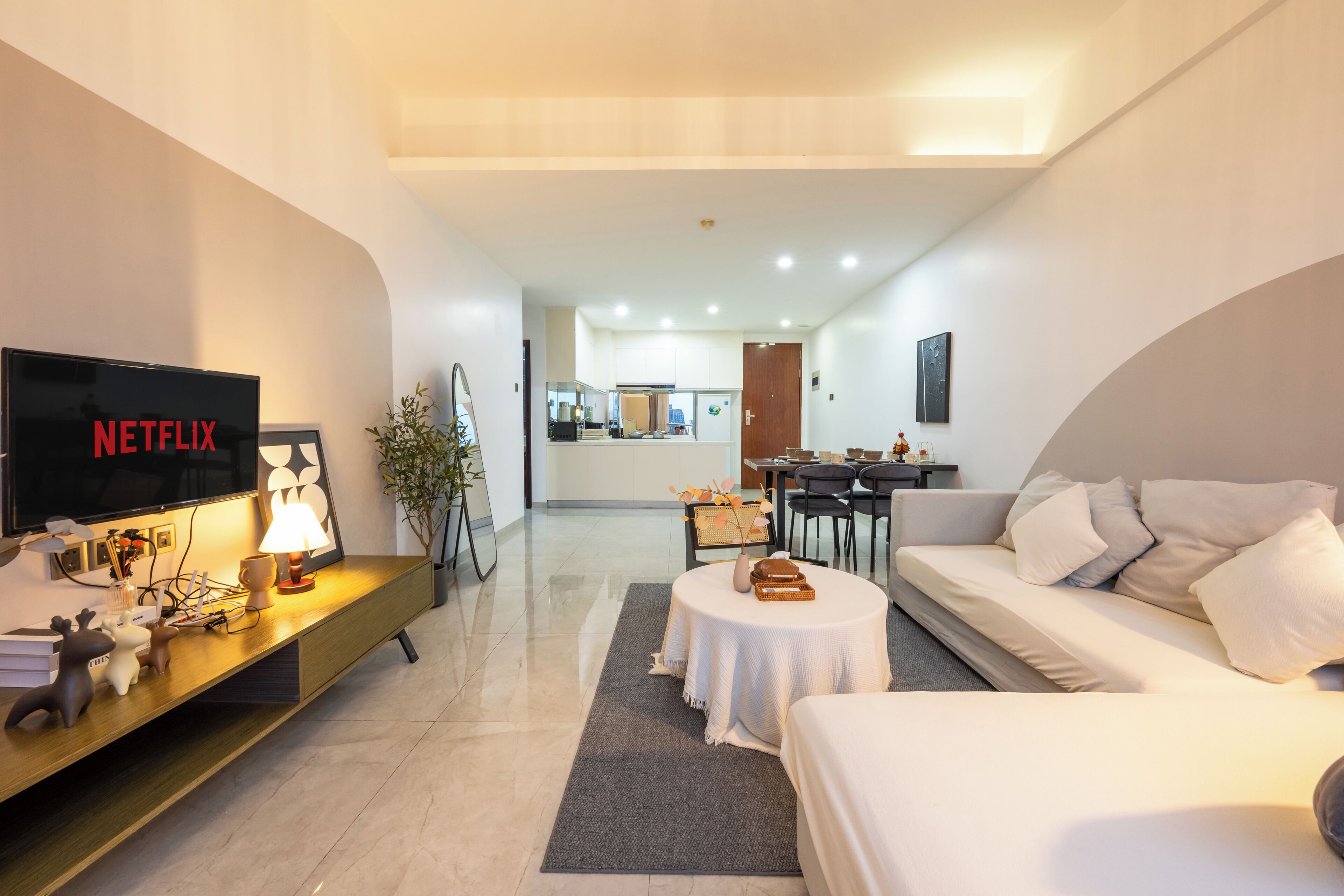 Design Apartment, 2 Bedrooms, City View | Living area | 43-inch Smart TV with digital channels