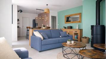 TV, fireplace