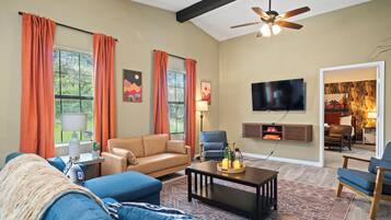 Smart TV, foosball, table tennis, books