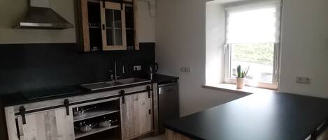 Kühlschrank, Mikrowelle, Herdplatte, Geschirrspüler