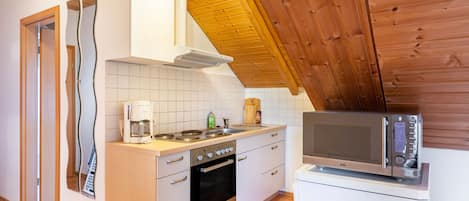 Fridge, oven, stovetop, coffee/tea maker