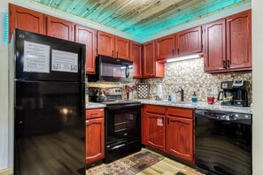 Fridge, microwave, dishwasher, coffee/tea maker