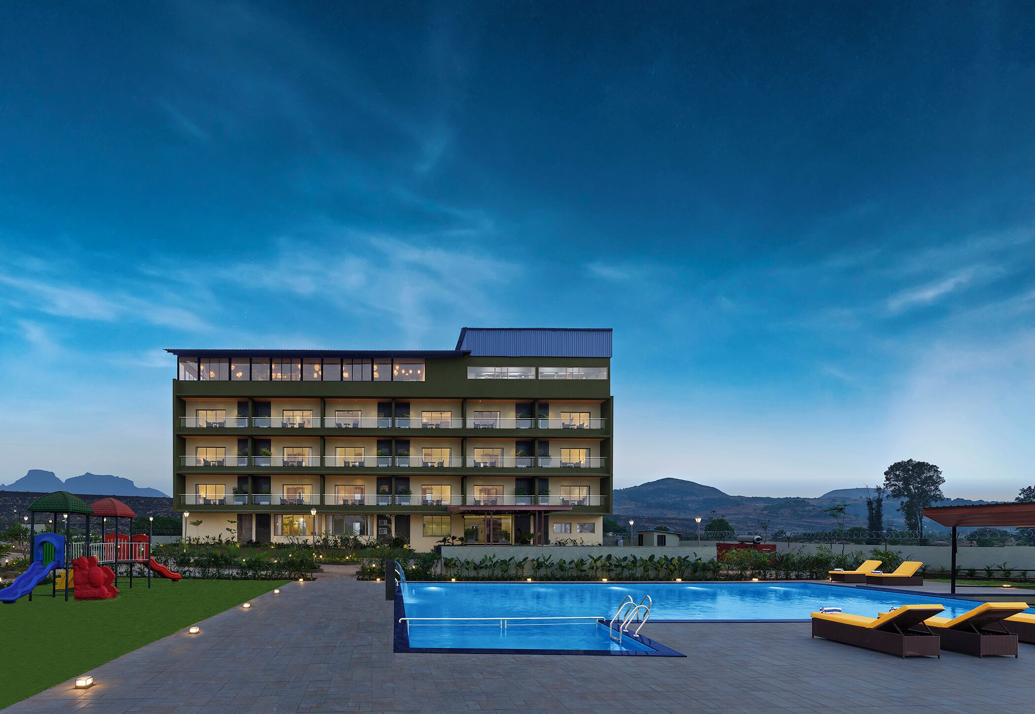 Una piscina al aire libre