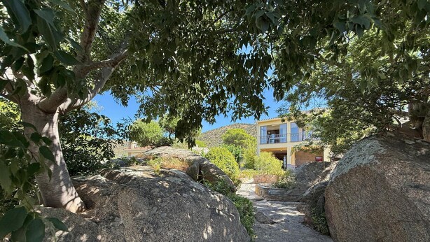 A stone staircase leading to a building surrounded by large boulders and trees. - Spacious house with air conditioning and pets allowed in Pau (Pau)