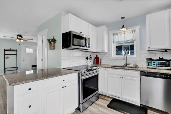 Microwave, oven, stovetop, dishwasher