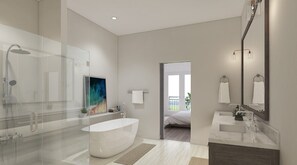 Douche, serviettes fournies