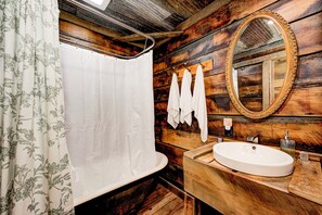 Shower, eco-friendly toiletries, hair dryer, towels