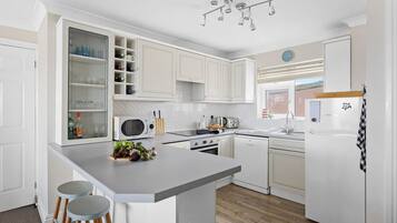 Fridge, microwave, oven, dishwasher