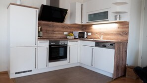 Fridge, microwave, oven, dishwasher