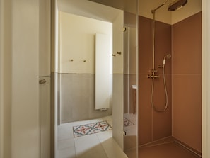 Hair dryer, towels, soap