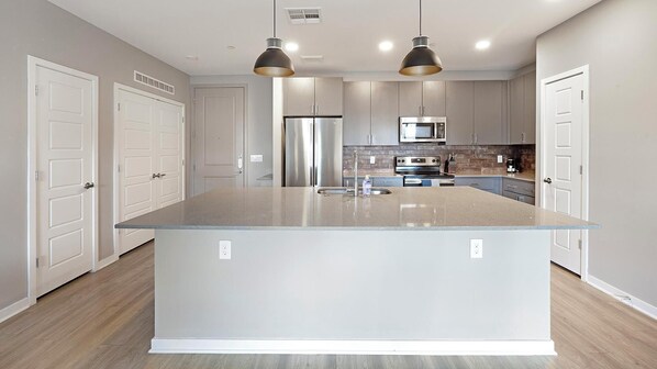 Fridge, dining tables