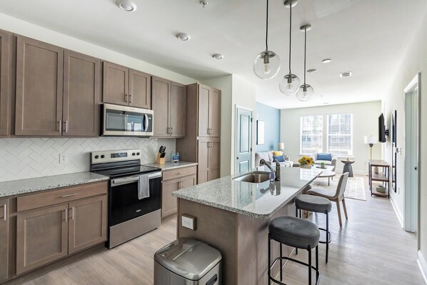 Fridge, dining tables