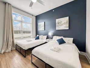 2 bedrooms, iron/ironing board, WiFi, bed sheets