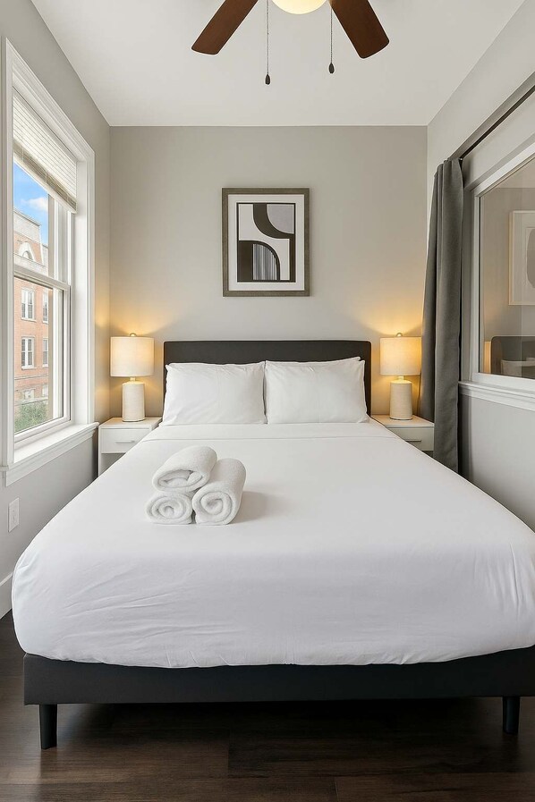 2 bedrooms, bed sheets