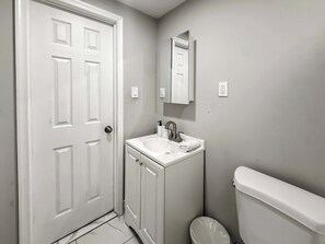 Shower, hair dryer, shampoo