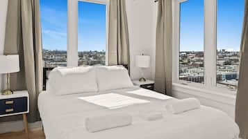 2 bedrooms, bed sheets