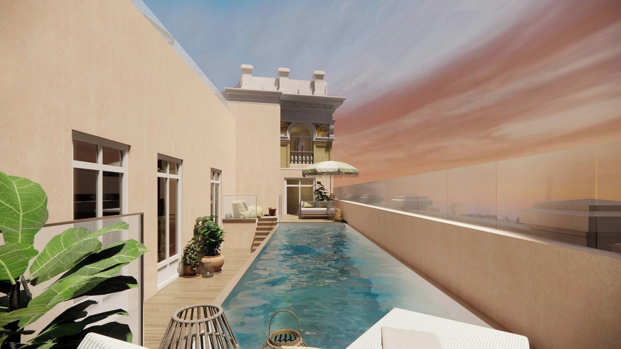 Una piscina al aire libre