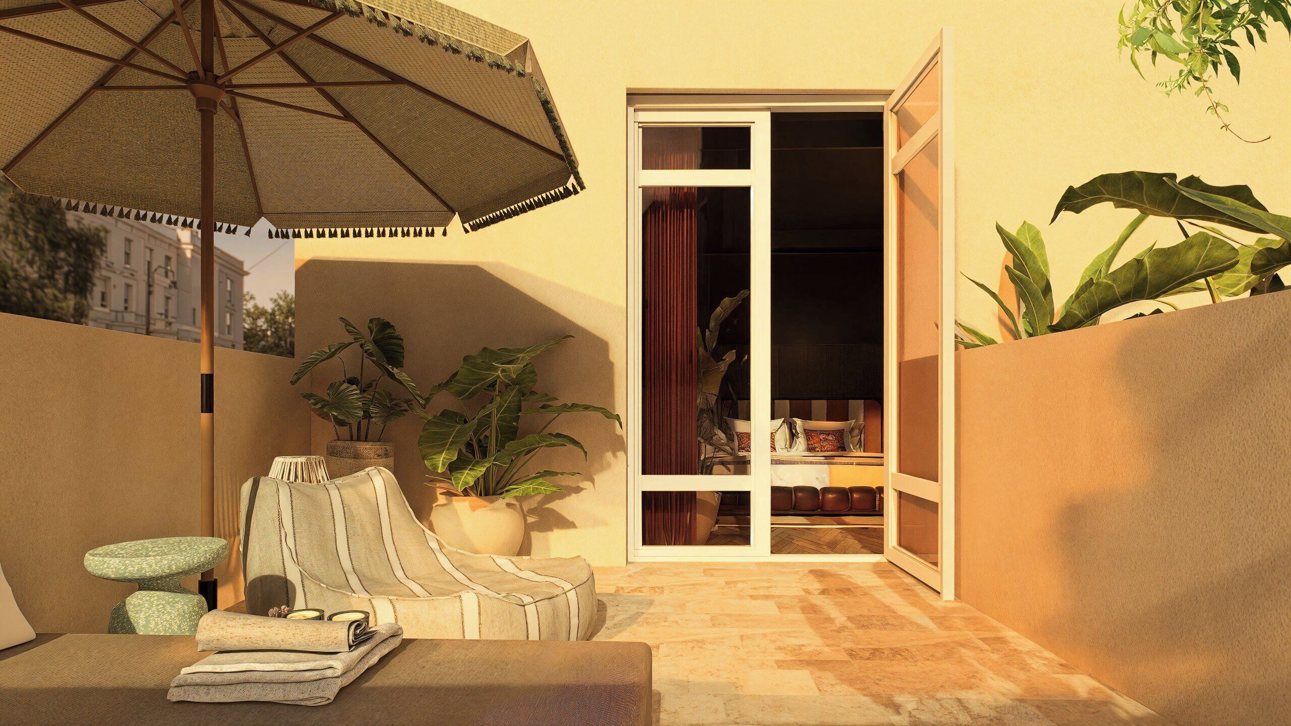 Sengetøy i egyptisk bomull, sengetøy av topp kvalitet og minibar