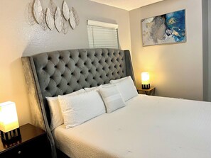 2 bedrooms, desk, iron/ironing board, travel cot