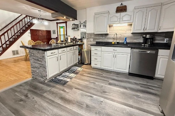 kitchen and half the dining room