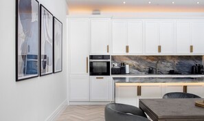 Fridge, microwave, oven, dishwasher