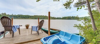 Private Dock & Deck: Tranquil Dam Pond Cottage!