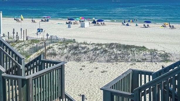 Unclassified image, 1 of 35, button - BEACHFRONT w heated pool, steps to sand. Winter discounts Bath remodel 2 BR 1 BA (Gulf Shores)