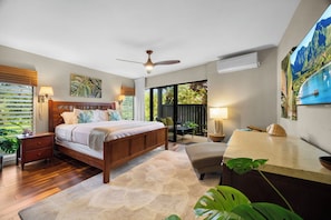 2 bedrooms, desk, iron/ironing board, travel cot - Tropical Garden Condo with AC and pool (Princeville)